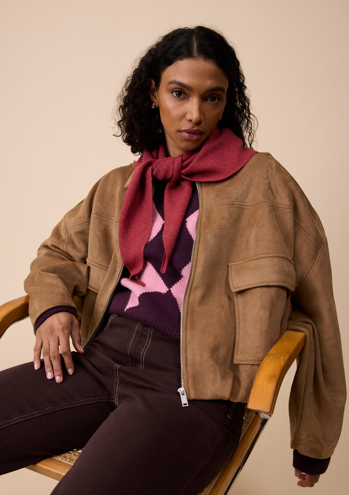 Merino Wool Triangle Scarf in Rust