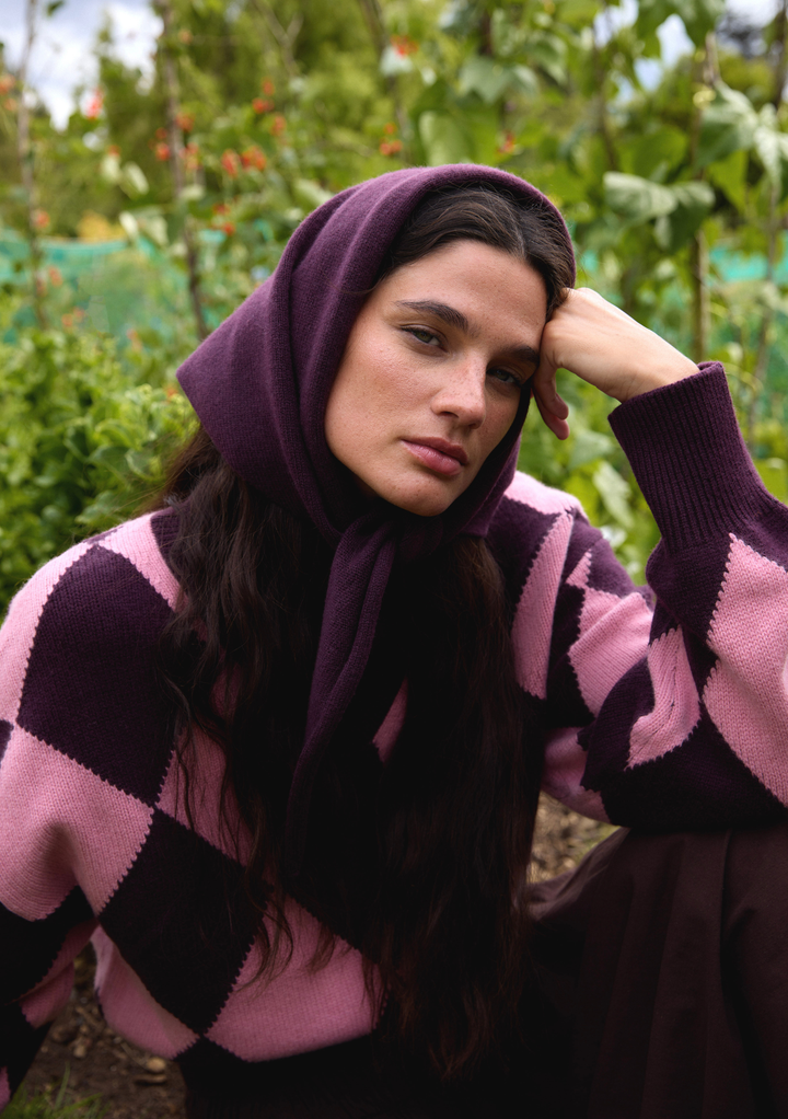 Merino Wool Triangle Scarf in Fig