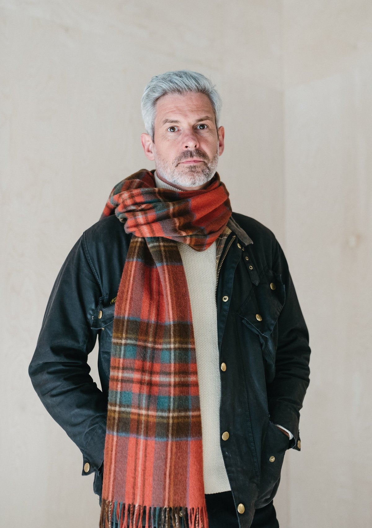 Men's Lambswool Scarf in Stewart Royal Antique Tartan