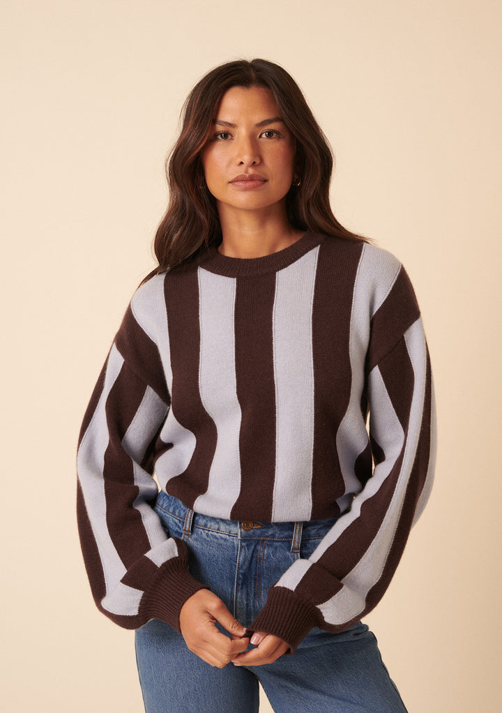 Pull décontracté en laine à rayures bleues NC x TBCo