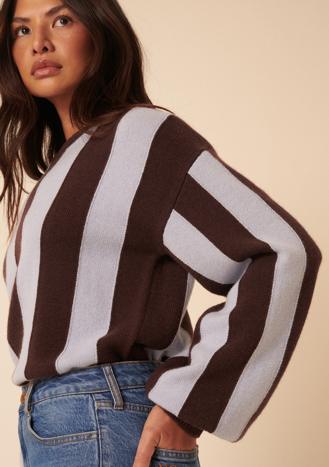 Pull décontracté en laine à rayures bleues NC x TBCo