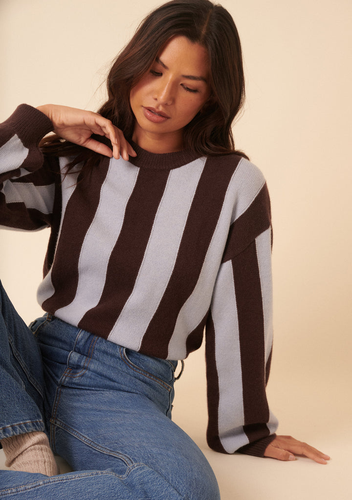 Pull décontracté en laine à rayures bleues NC x TBCo