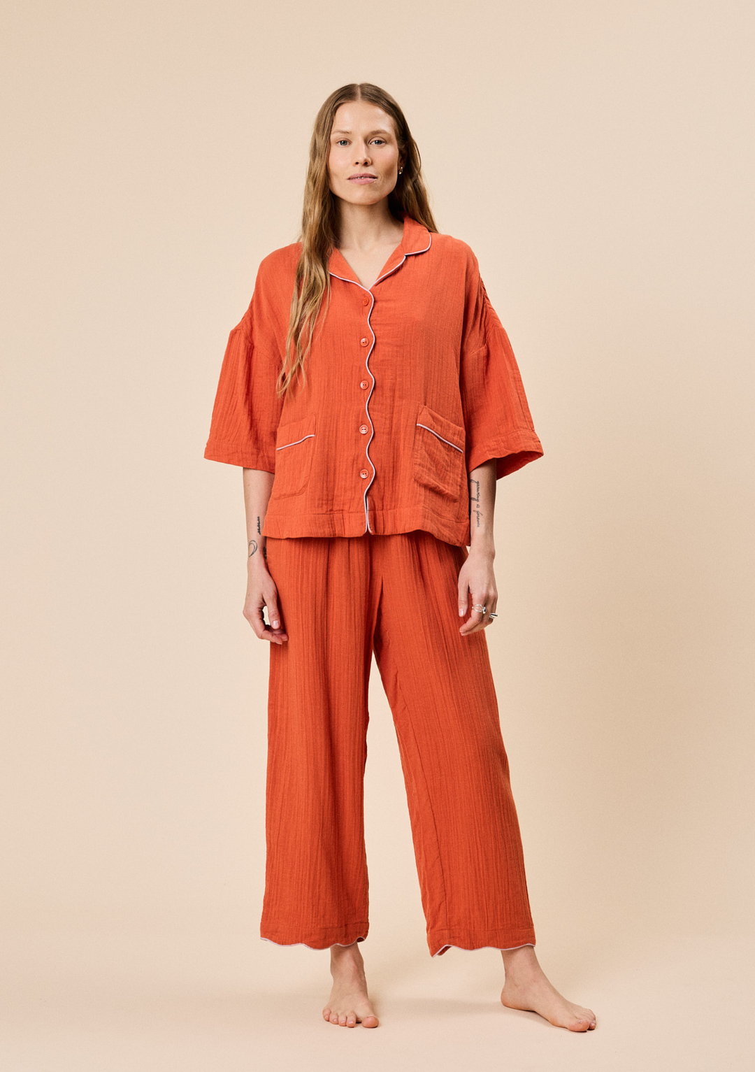 Cotton Pajamas in Rust