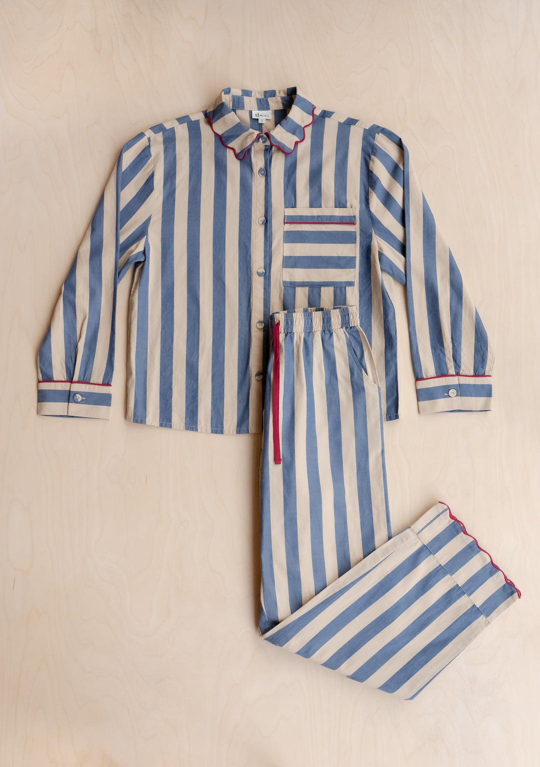 Pyjama en coton à rayures bleu marine