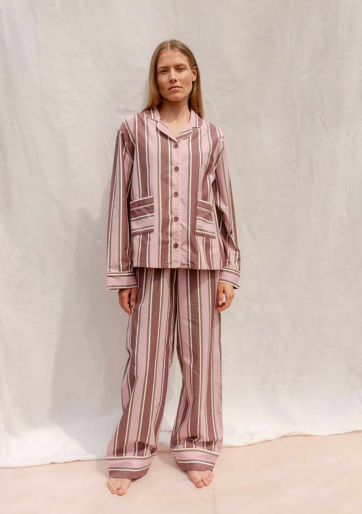 Tbco Pyjamas TBCo Cotton Pyjamas in Pink & Burgundy Stripe
