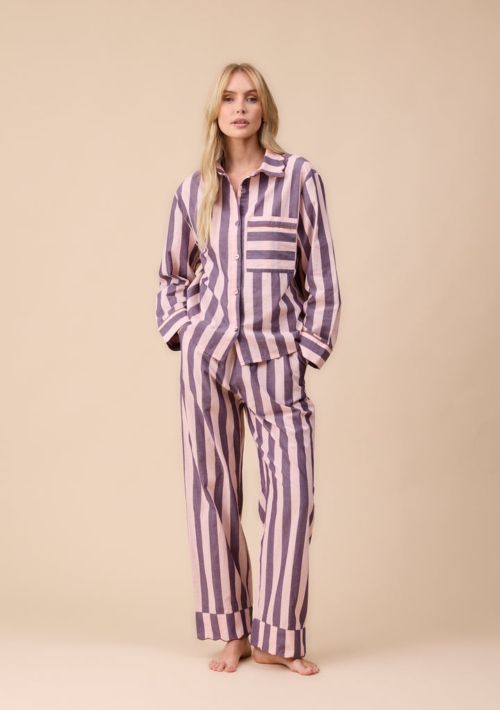 Cotton Pajamas in Pink & Purple Stripe