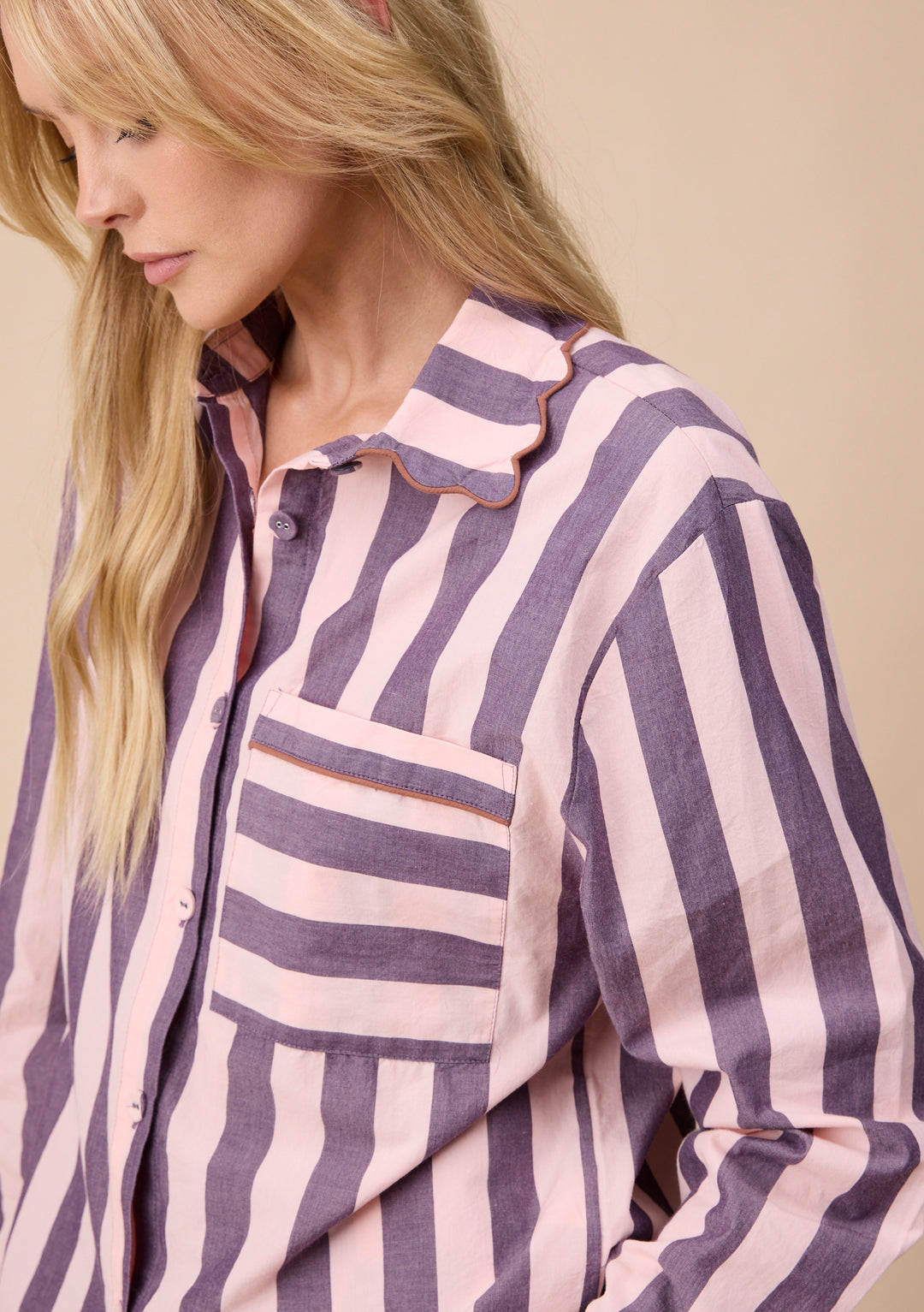 Cotton Pajamas in Pink & Purple Stripe