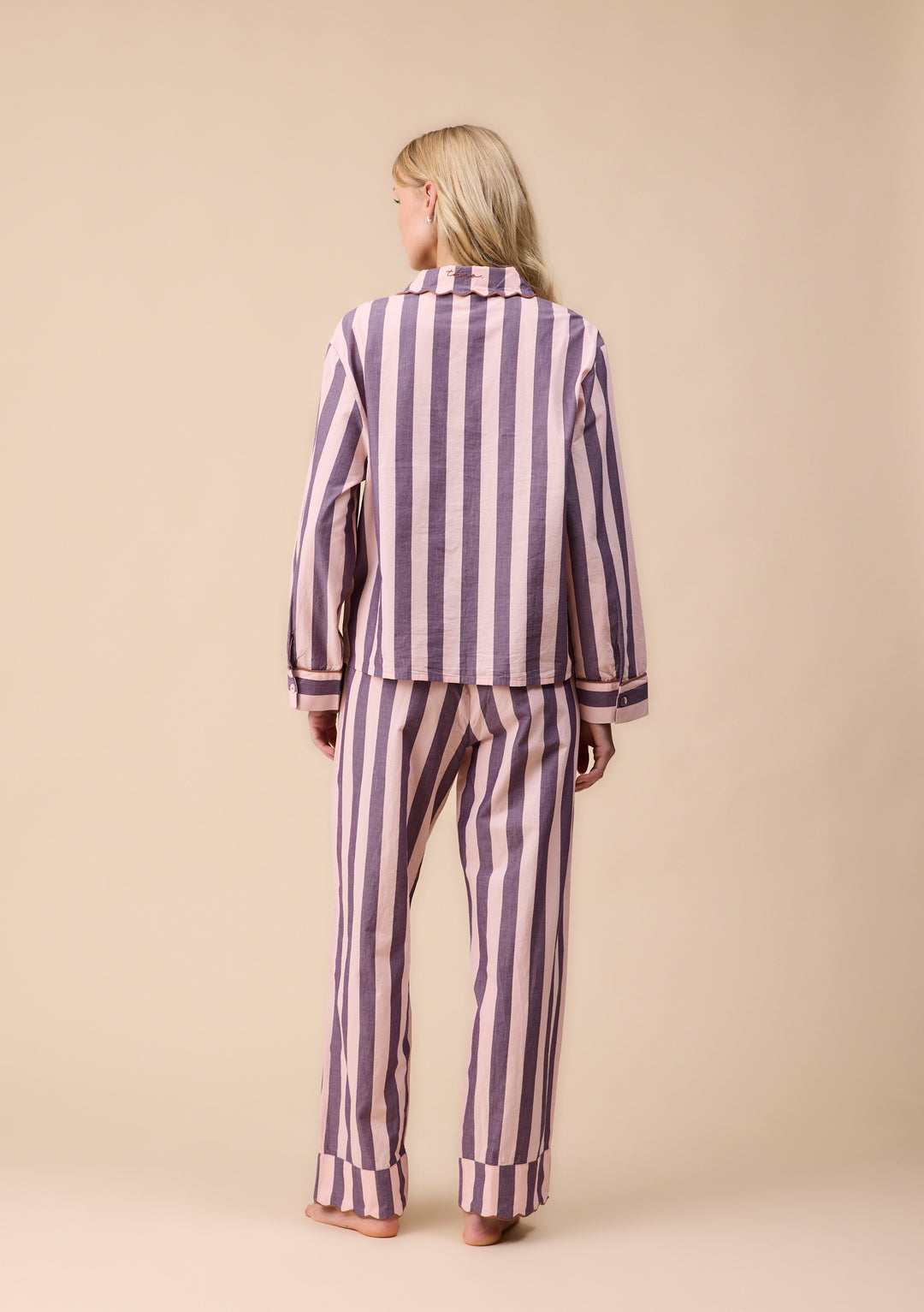 Cotton Pajamas in Pink & Purple Stripe