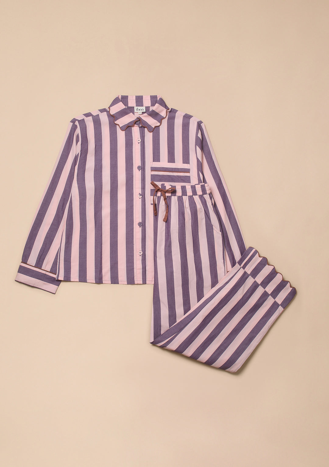 Cotton Pajamas in Pink & Purple Stripe