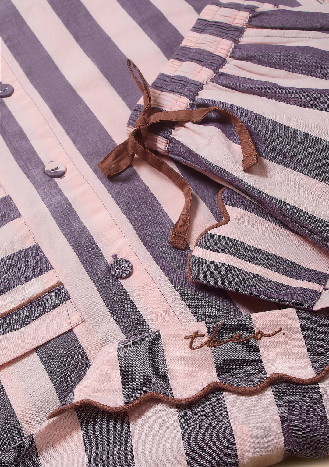 Cotton Pajamas in Pink & Purple Stripe