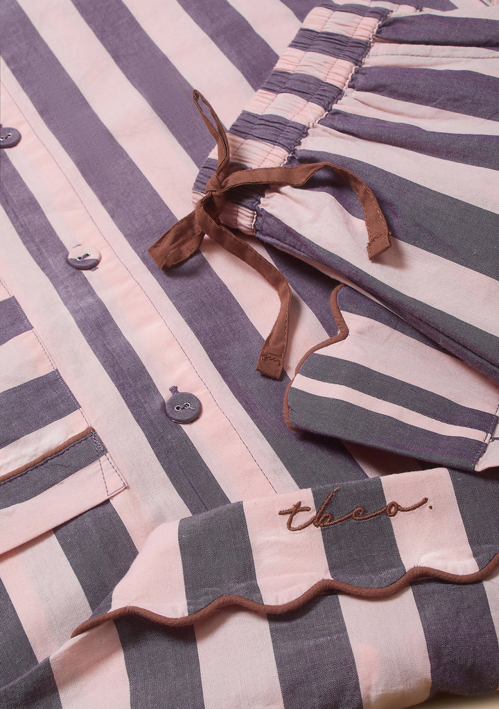 Cotton Pajamas in Pink & Purple Stripe