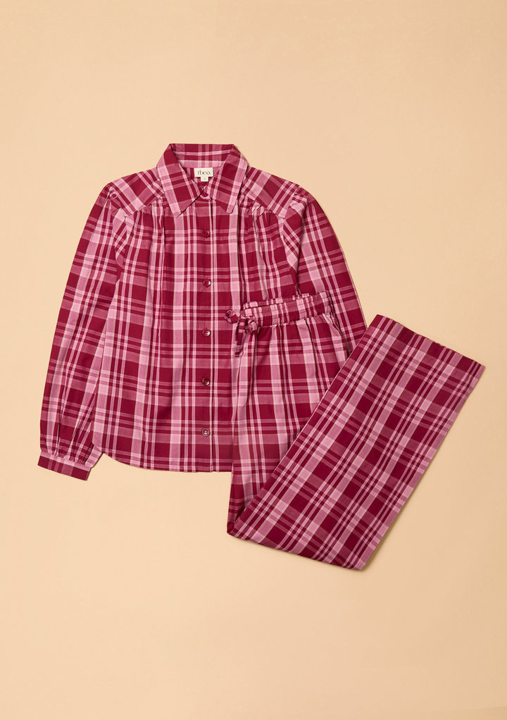 Cotton Pajamas in Pink Tartan