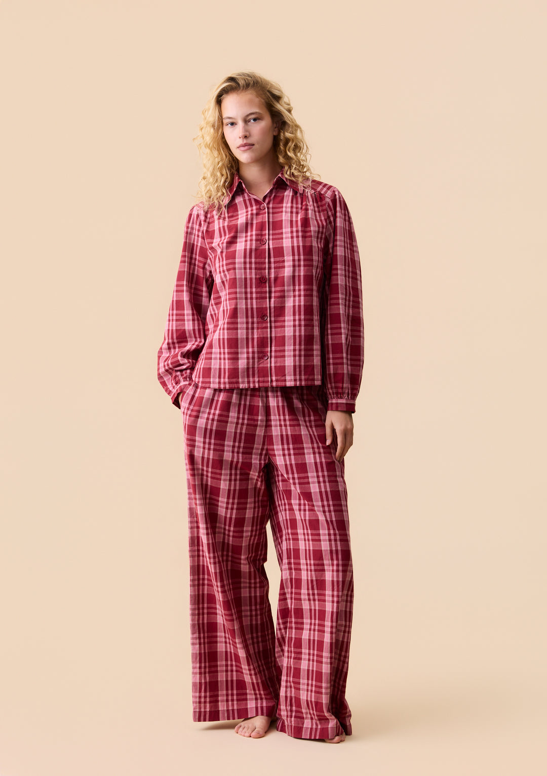 Cotton Pajamas in Pink Tartan