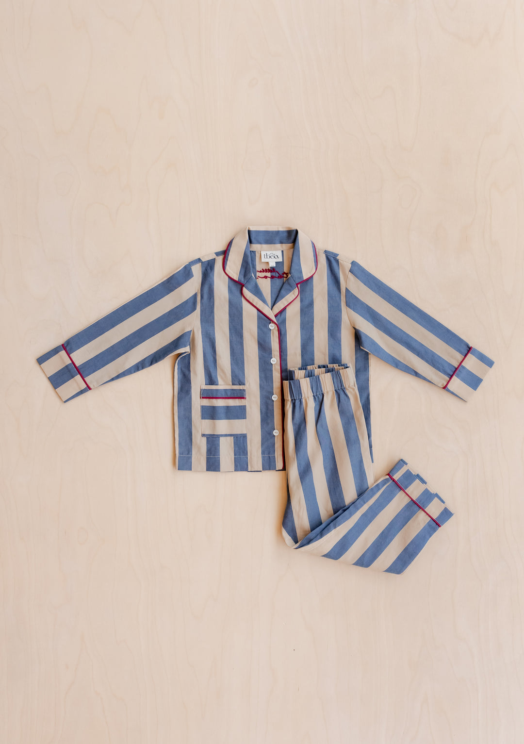Cotton Kids Pyjamas in Navy Stripe