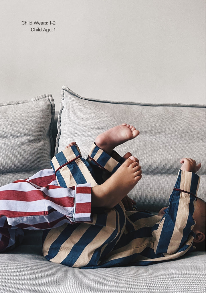 Cotton Kids Pyjamas in Navy Stripe