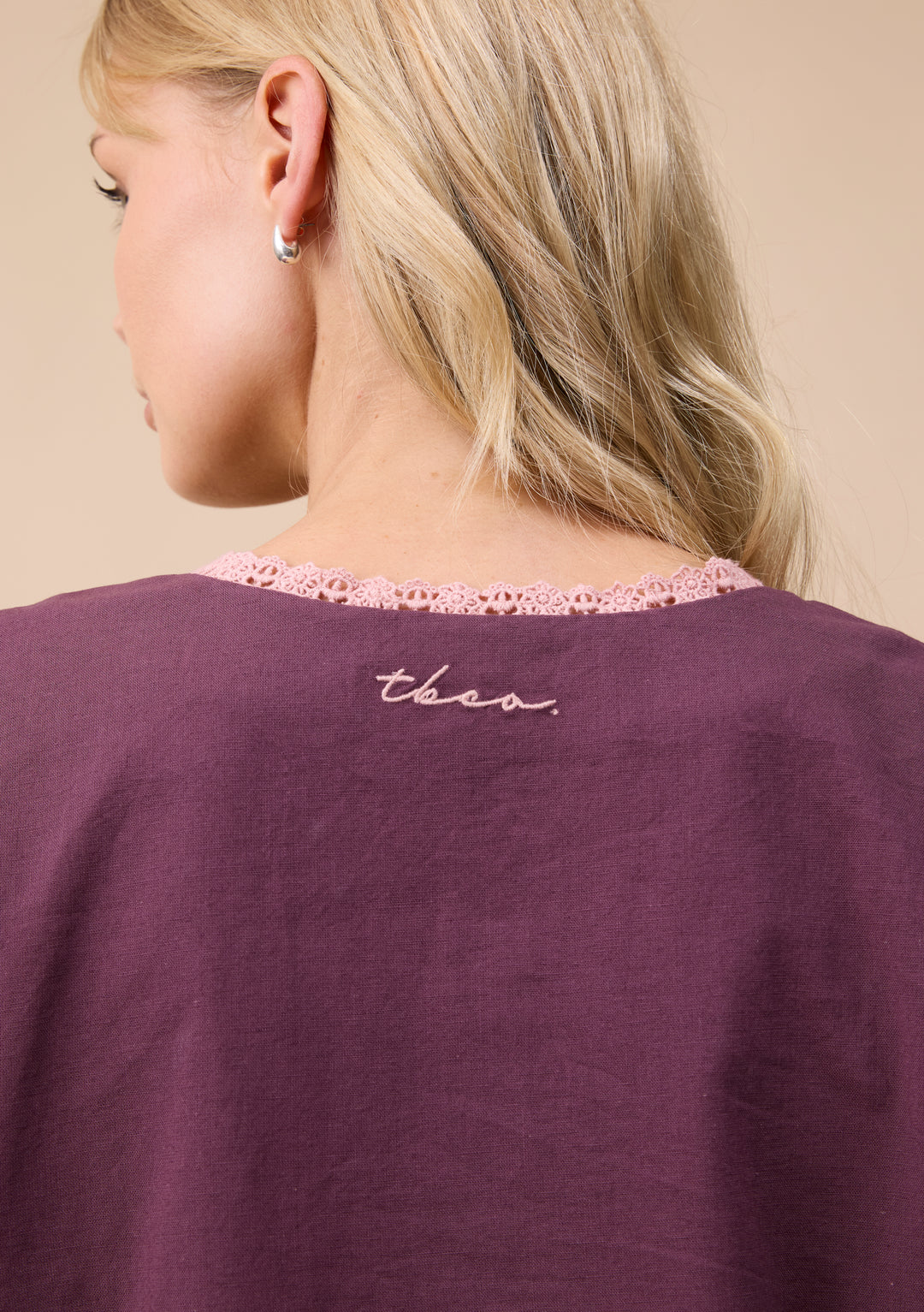 Cotton and Linen Pajamas in Fig Trim
