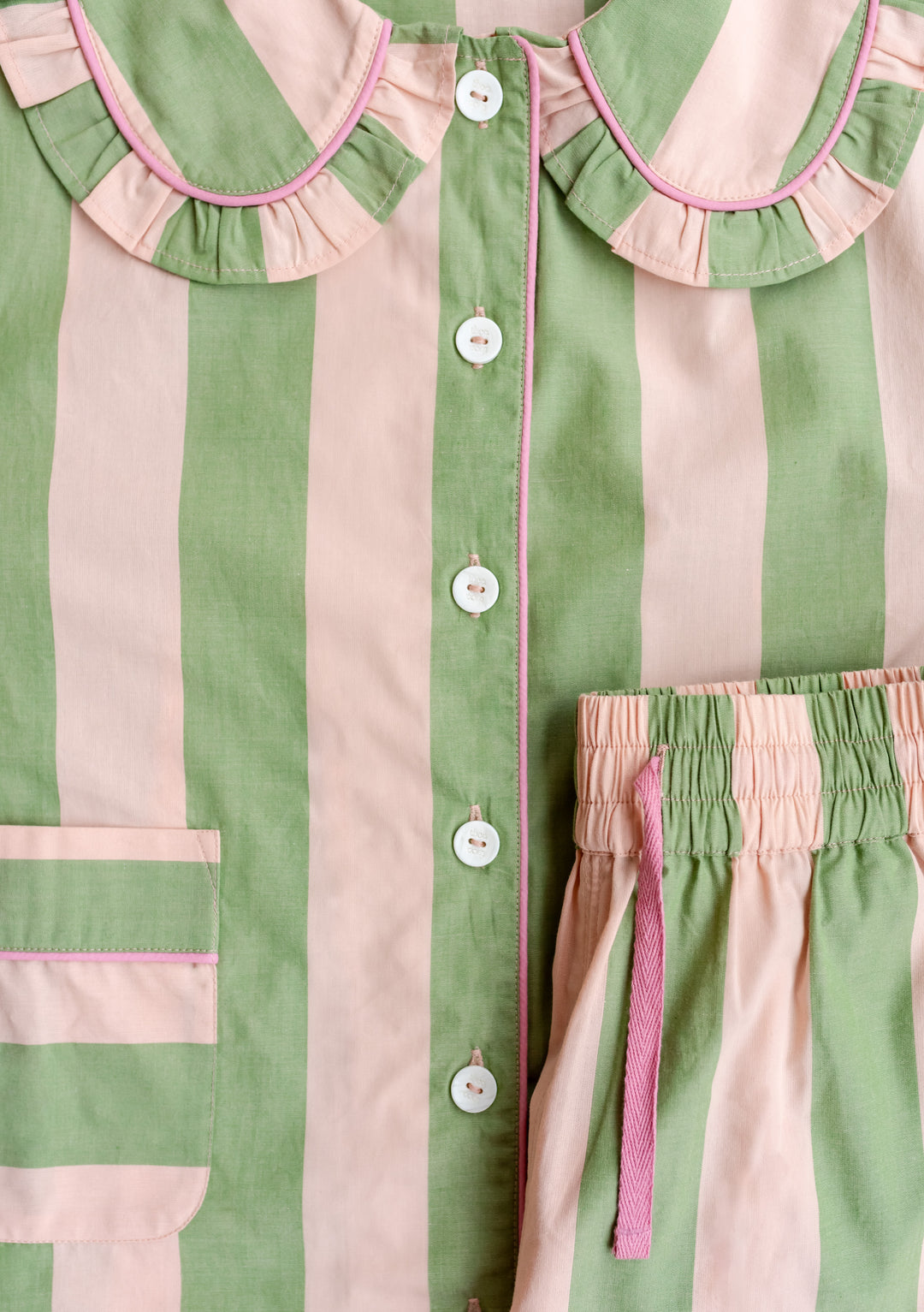 Striped Pyjamas Pattern Cotton Pajamas in Green Stripe – TBCo