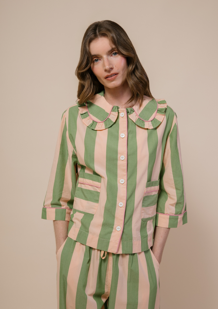 Pyjama en coton damier abricot