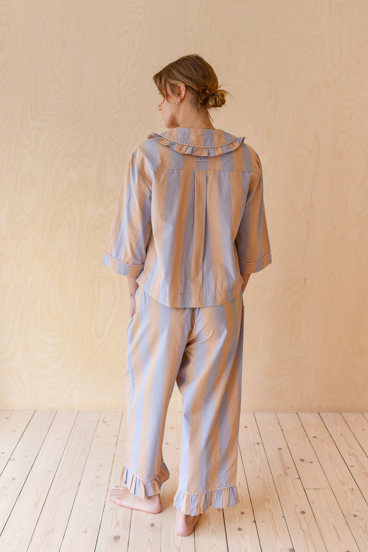 Pyjama en coton à rayures orange