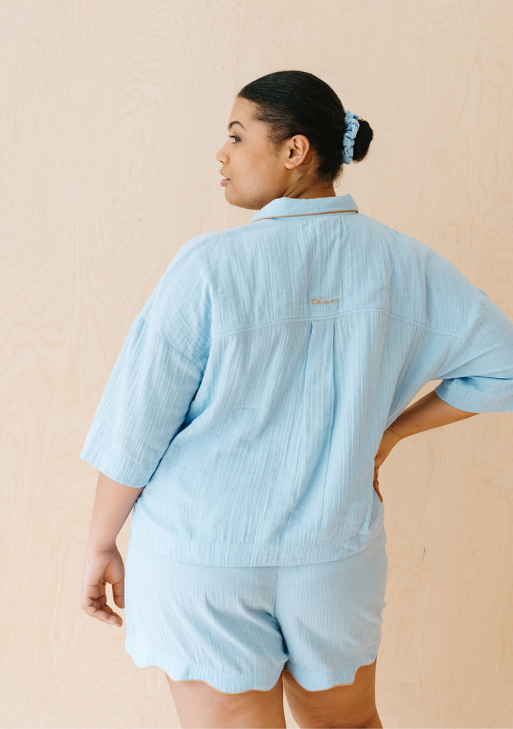 Cotton Pajamas in Blue Scallop