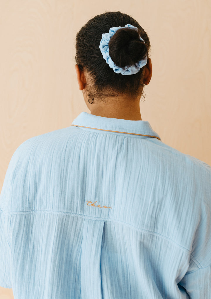 Cotton Pajamas in Blue Scallop