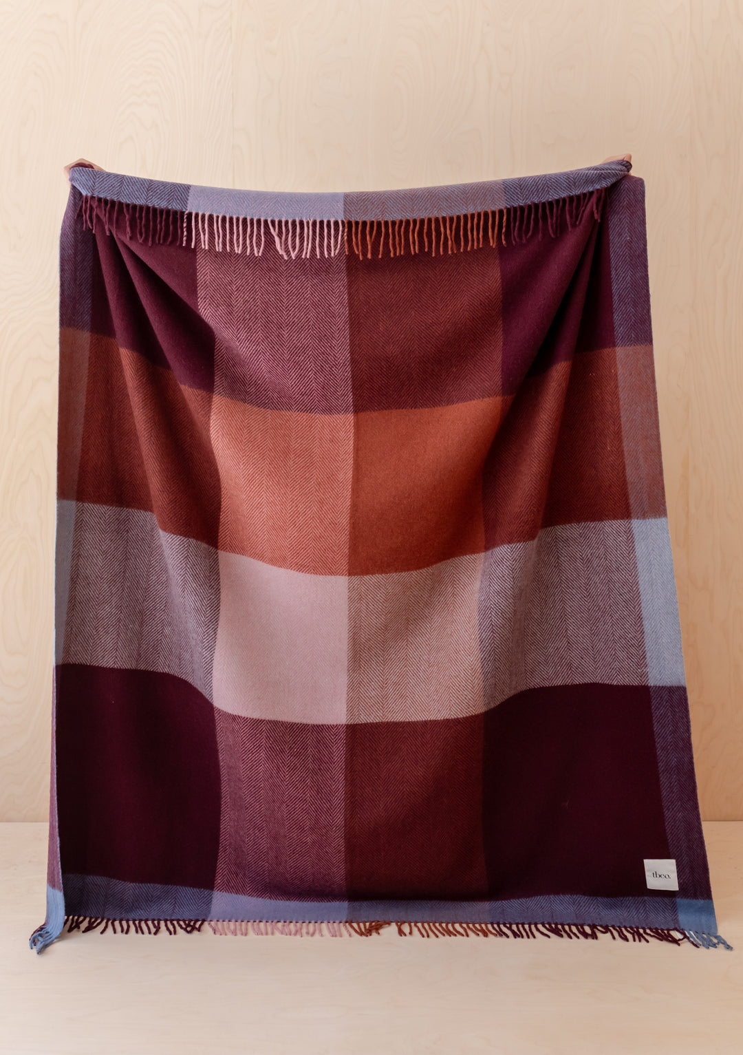 Recycled Wool Blanket in Berry Frame Check