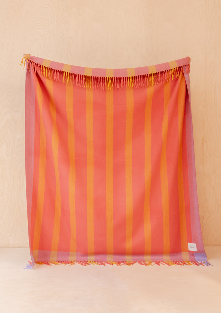 Recycled Wool Blanket in Orange Frame Stripe