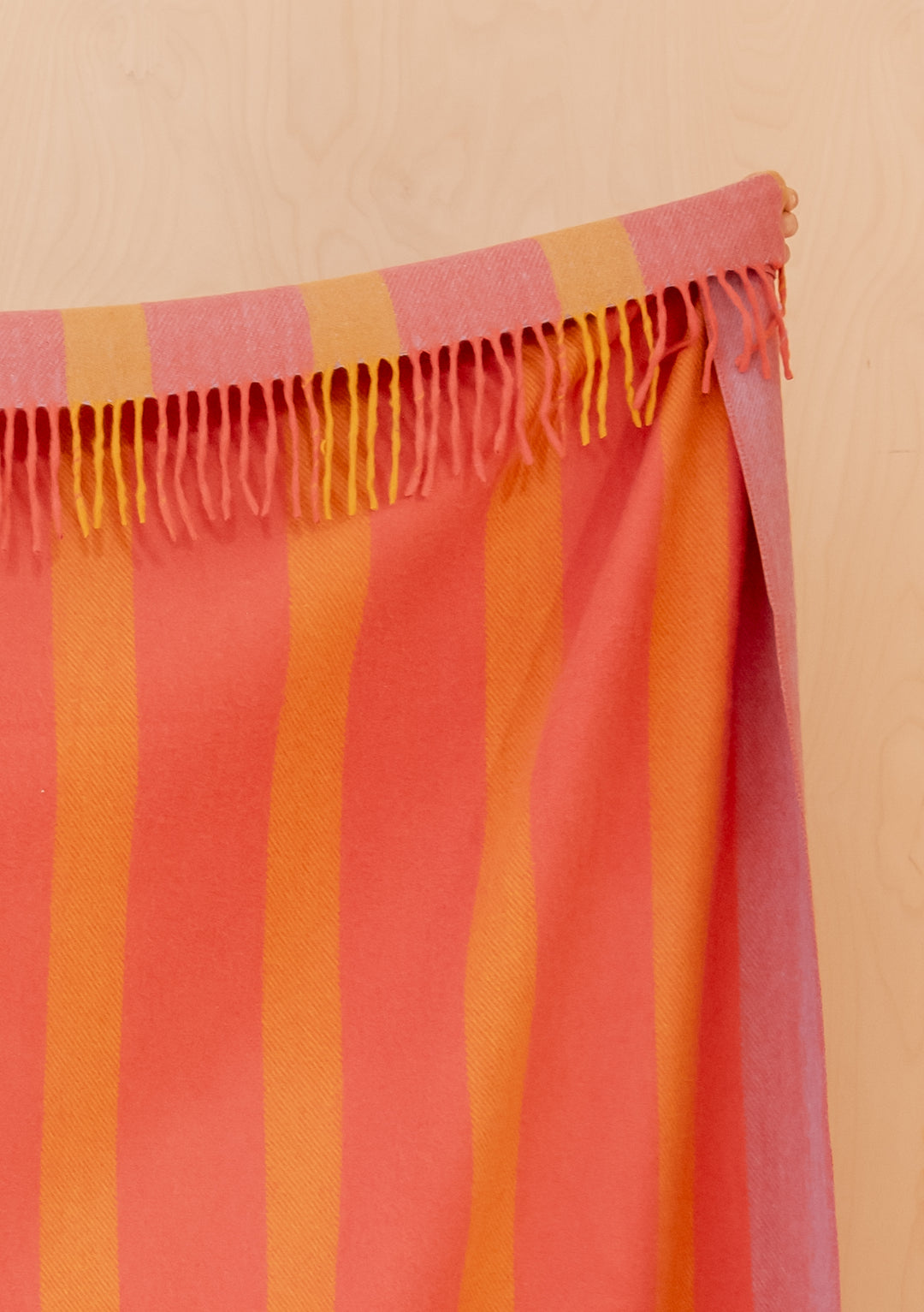 Recycled Wool Blanket in Orange Frame Stripe