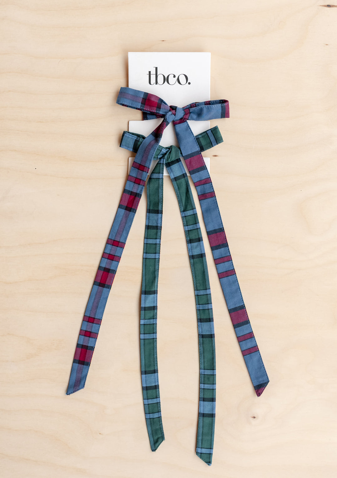 Cotton Bows, Set of 2 in Tartan by TBCo featuring two decorative cotton bows in classic tartan patterns