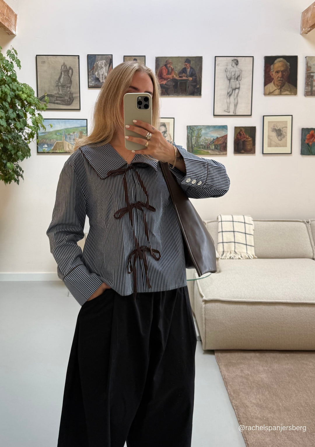 Chemise en coton à rayures bleues