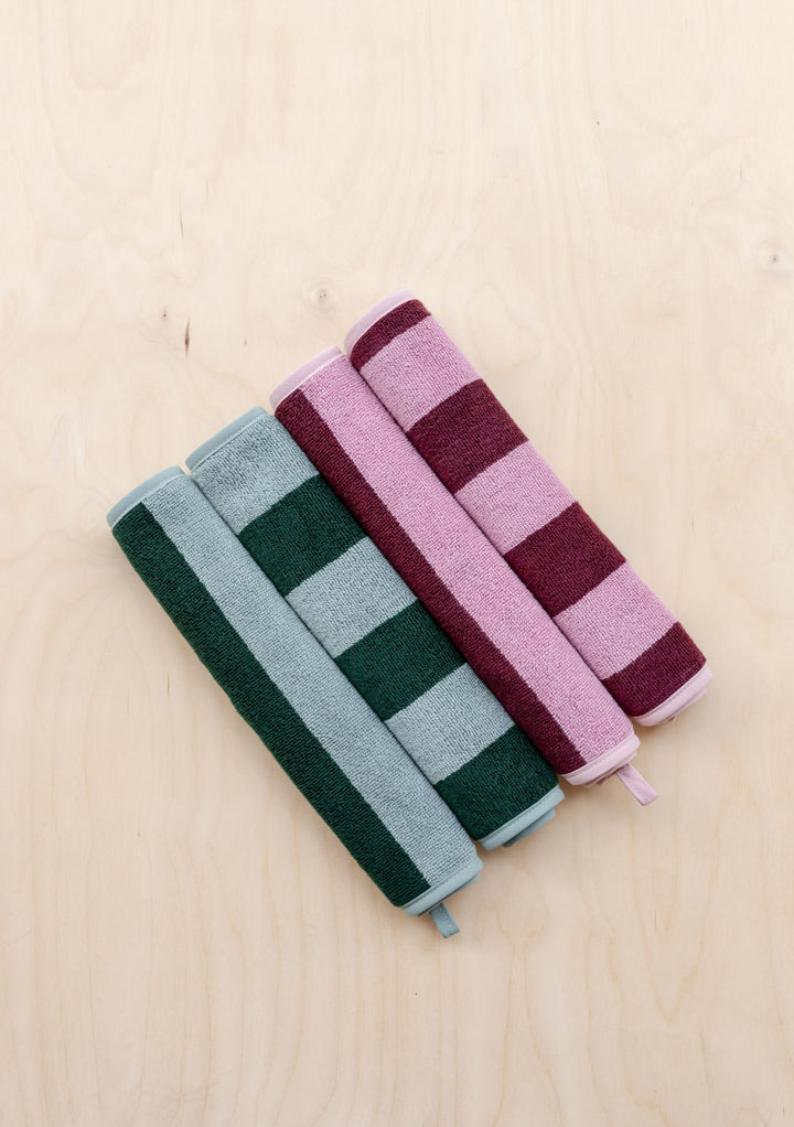 Free Face Cloth Set - Burgundy Stripe