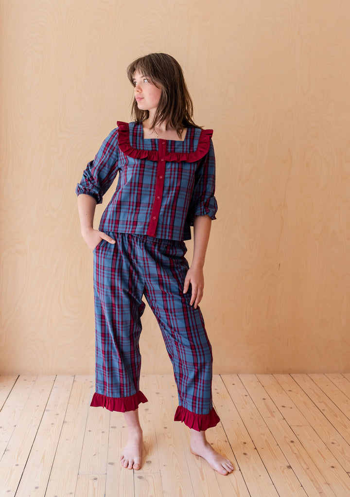 Cotton Pyjamas in Navy Tartan