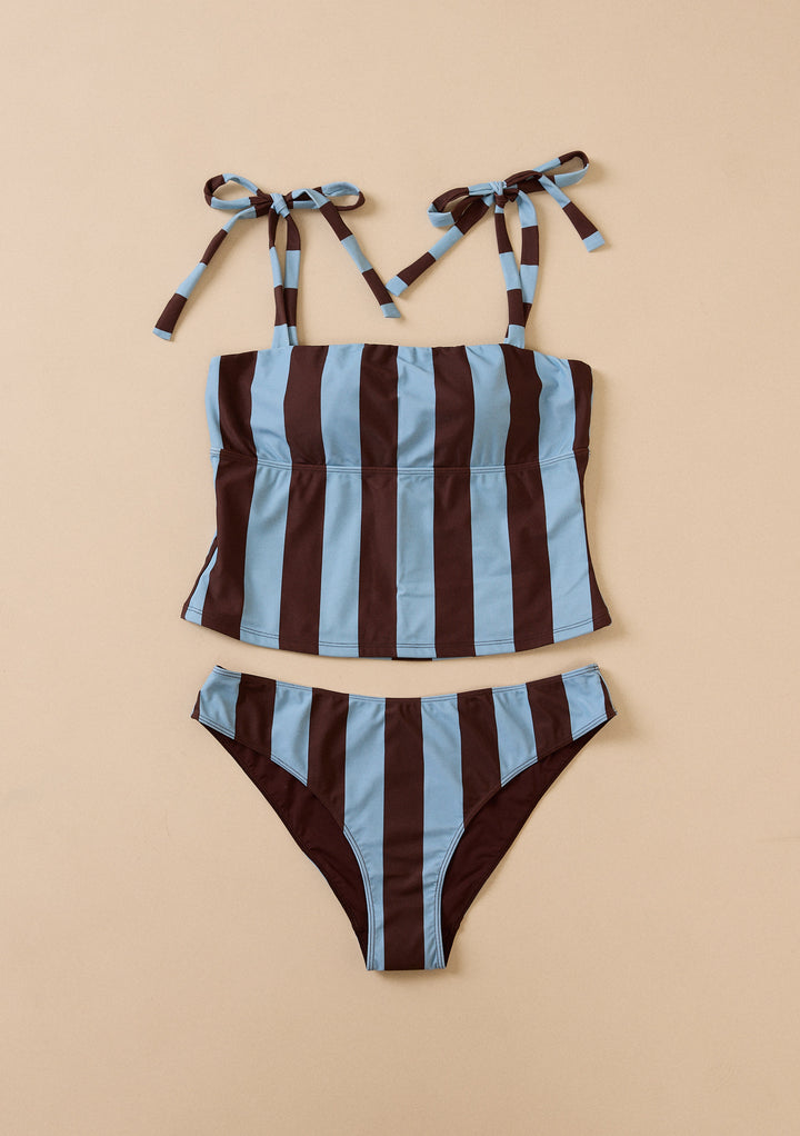 Tankini Bottoms in Blue & Brown Stripe