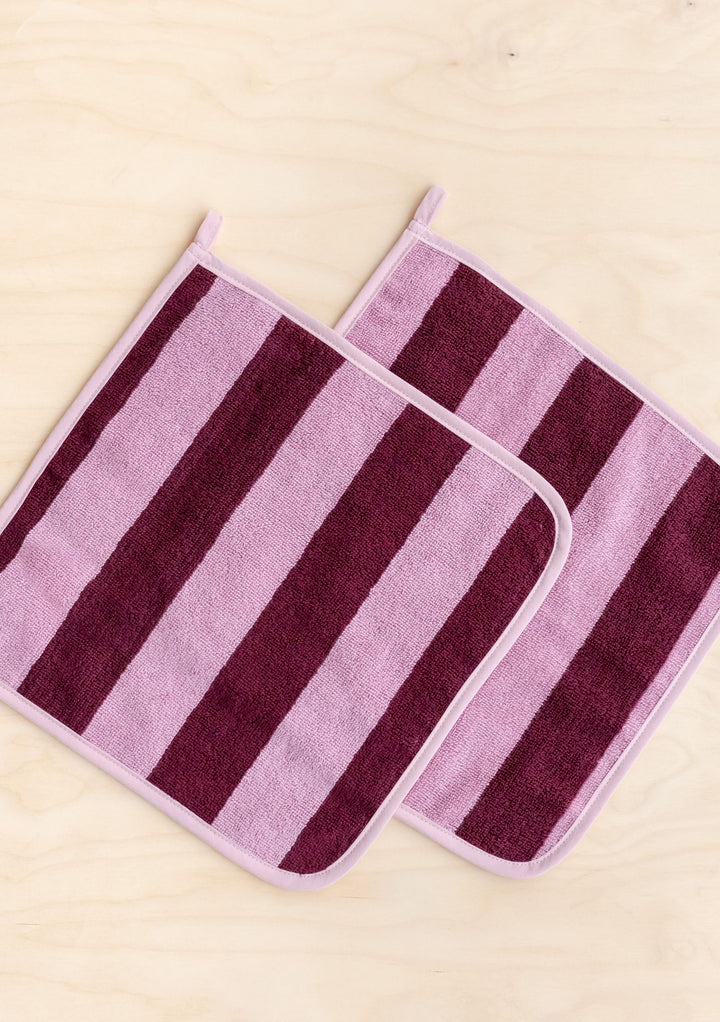 Free Face Cloth Set - Burgundy Stripe