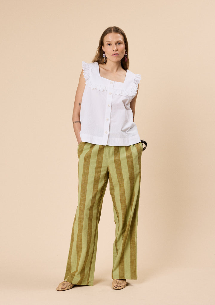 Cotton Broderie Sleeveless Top in White