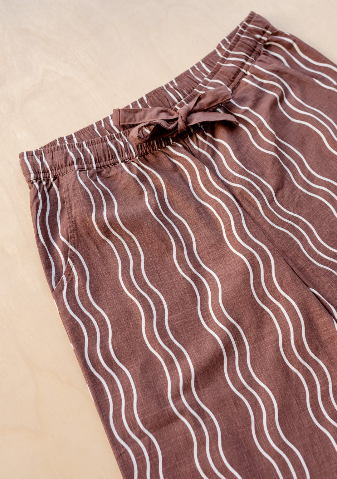 Cotton Trousers in Brown Wave