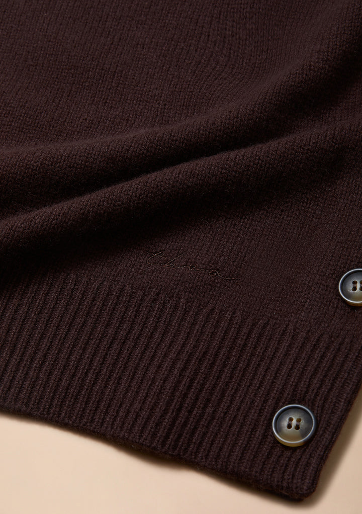 Merino Wool Buttoned Vest in Brown