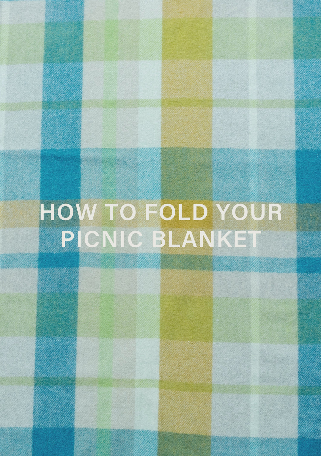 Recycled Wool Picnic Blanket in Green & Blue Checkerboard