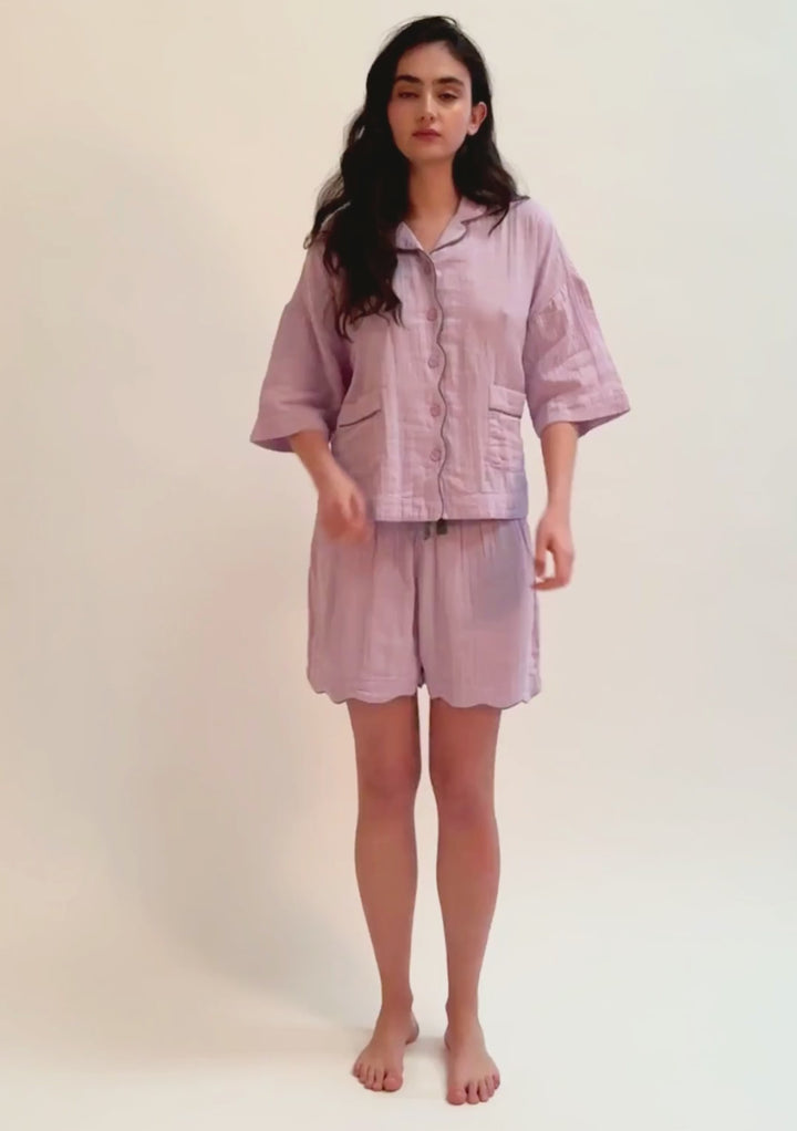 Pyjama en coton lilas