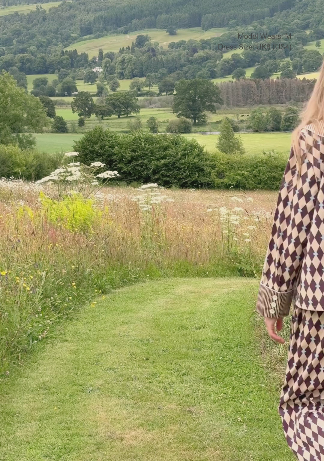 Baumwollpyjama in Camel Harlequin