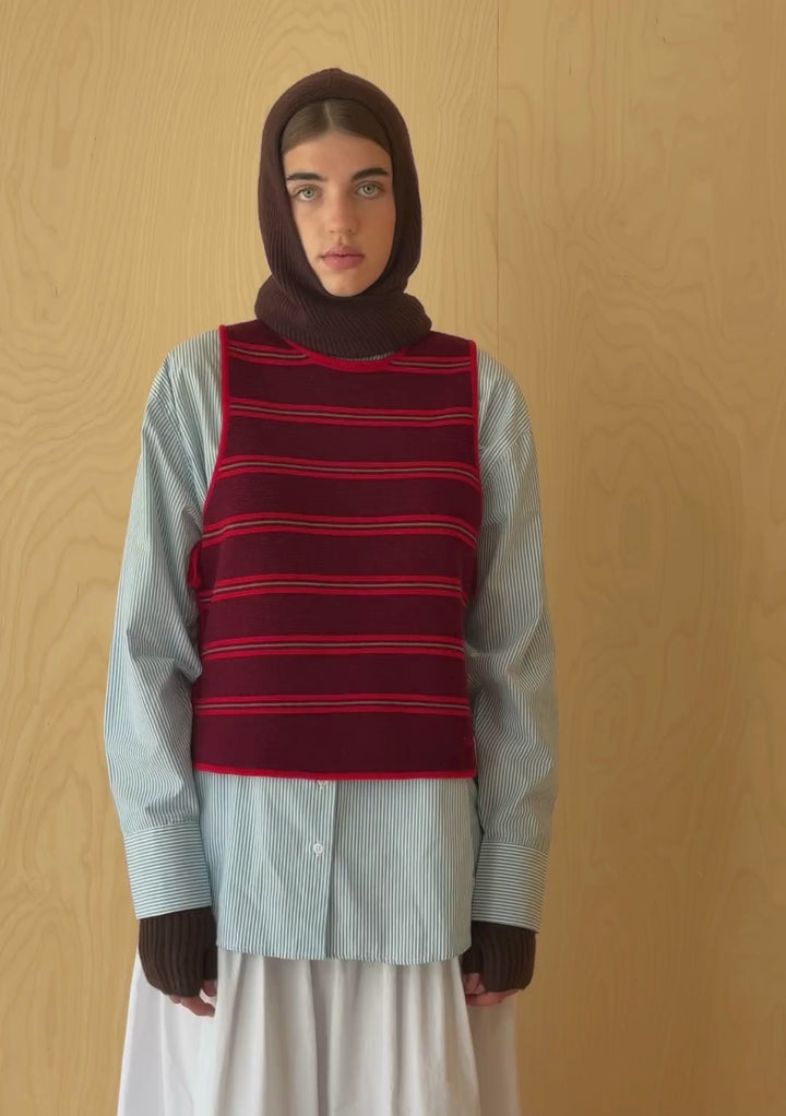 Capuche en laine mérinos bicolore marron