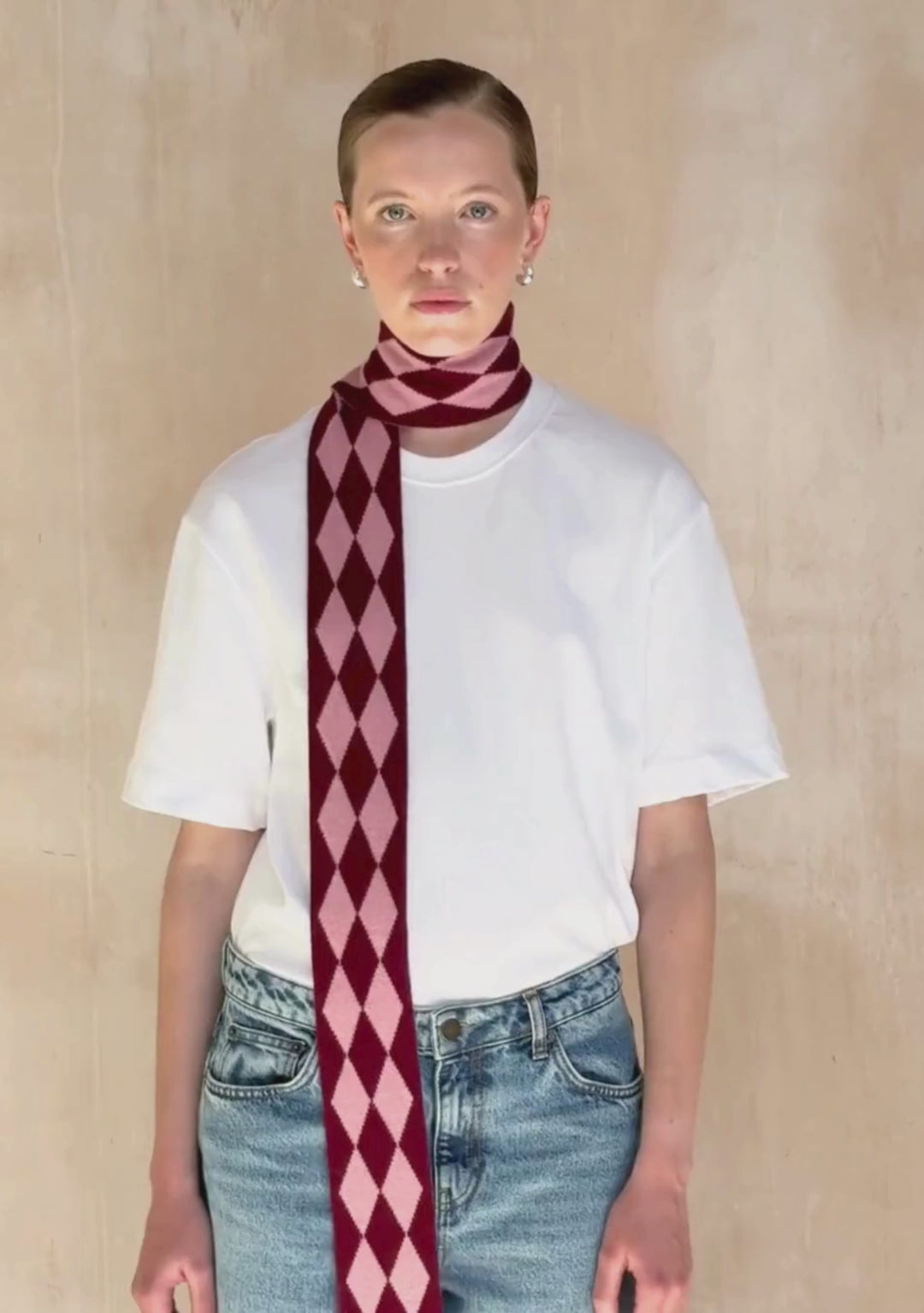 Écharpe fine en laine mérinos bordeaux Harlequin