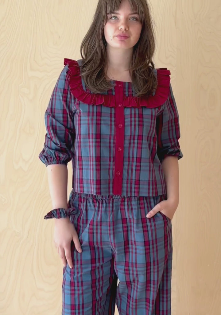 Cotton Pyjamas in Navy Tartan